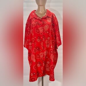 Maggie Barnes Red Floral Button-Down Shirt